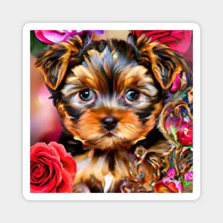 Cute Yorkie Puppy Magnet