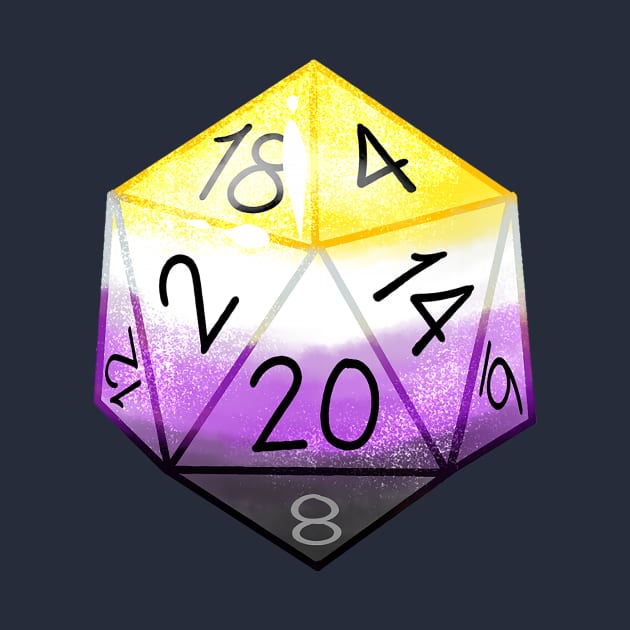 Nonbinary Pride D20 Dice by theoneKierce