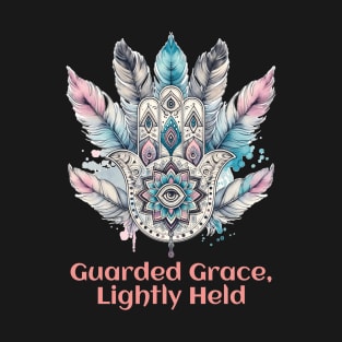 Guarded Grace, lightly held. Hamsa eye, boho yoga T-Shirt