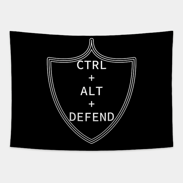 Ctrl+Alt+Defend (white) Tapestry by McNerdic