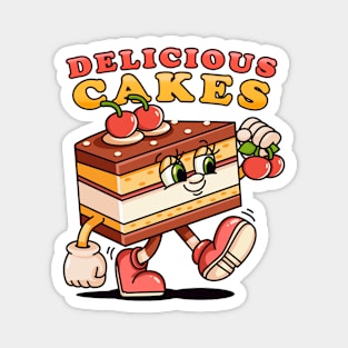 Delicious cake, retro mascot cartoon Magnet