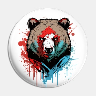 Graffiti Paint Grizzly Bear Creative Pin