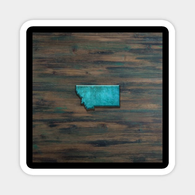 Montana State Shape Teal Magnet by Jared S Davies