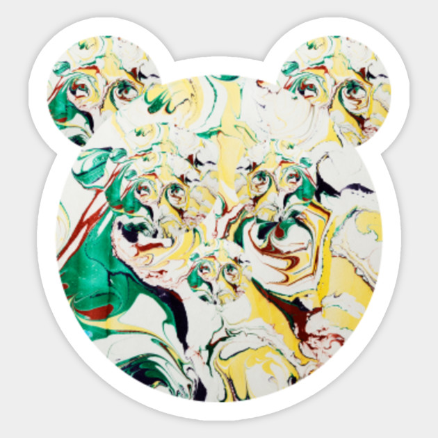 Abstract Floral Flower Power Optical Illusion Panda Bear