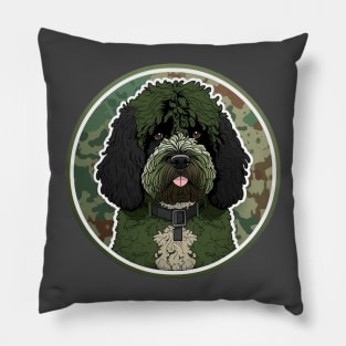 Portuguese Water Dog Camouflage Motif Pillow