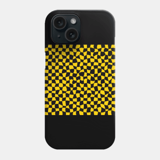 Warped Checkerboard, Black and Yellow Phone Case