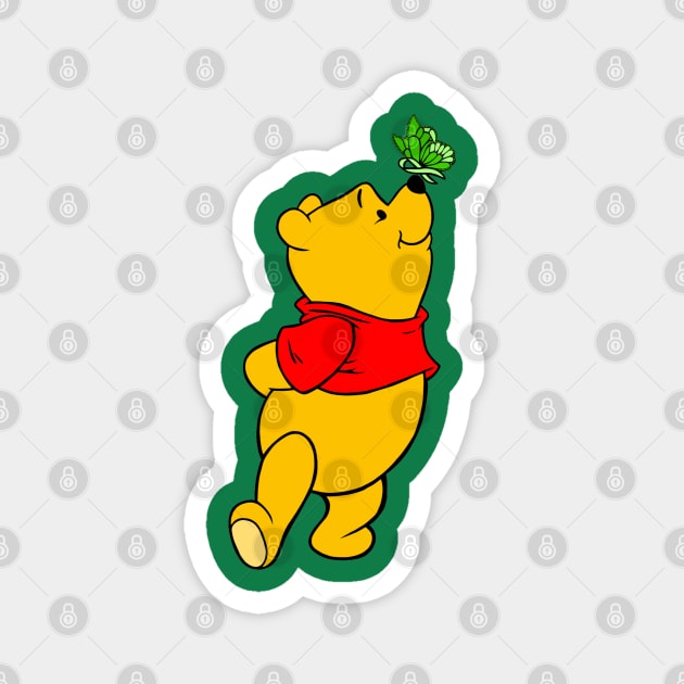 Yellow Bear with Awareness Ribbon Butterfly (Green) Magnet by CaitlynConnor
