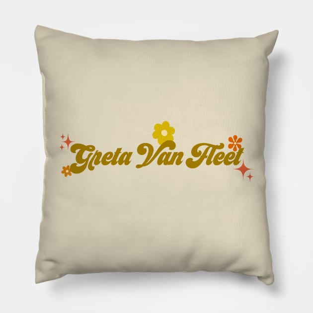 Greta Van Fleet - 70s style Pillow by Deardarling