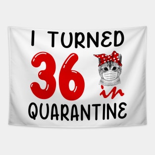 I Turned 36 In Quarantine Funny Cat Facemask Tapestry