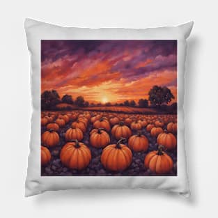 Halloween Pumpkin Patch at Dawn Landscape Pillow