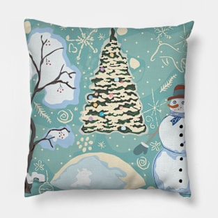 Snowman winter Pattern Pillow