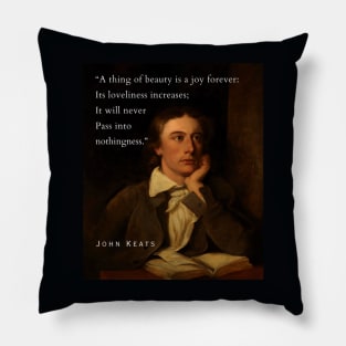 John Keats portrait and quote: 'Heard melodies are sweet, but those unheard are sweeter' Pillow