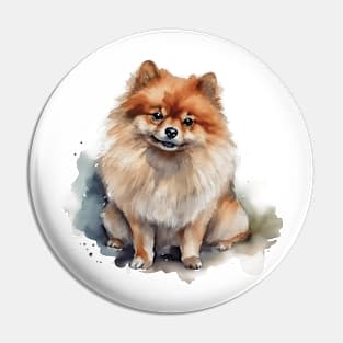 Pomeranian Watercolor Style Pin