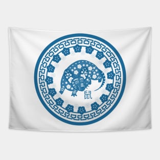 China Porcelain Rat (Porcelain Blue) Tapestry