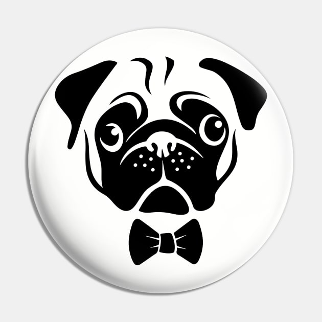 Cute Pug Face and Tie by AiReal Apparel Pin by airealapparel