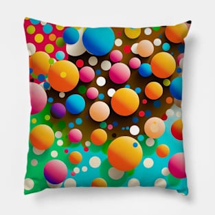 Polka dot vibrant surreal bubbles Pillow