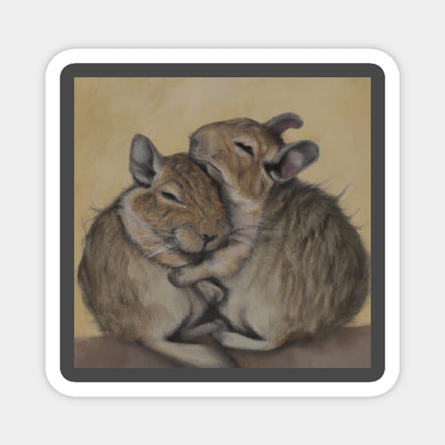 Cute Degu Hug Oil Painting Magnet by soulfulprintss8