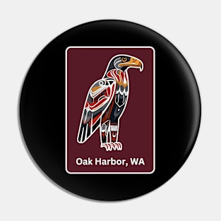 Oak Harbor Washington Native American Indian American Red Background Eagle Hawk Haida Pin