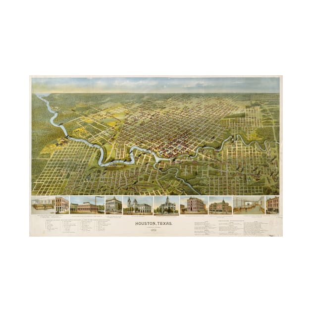 Vintage Map of Houston Texas (1891) by Bravuramedia