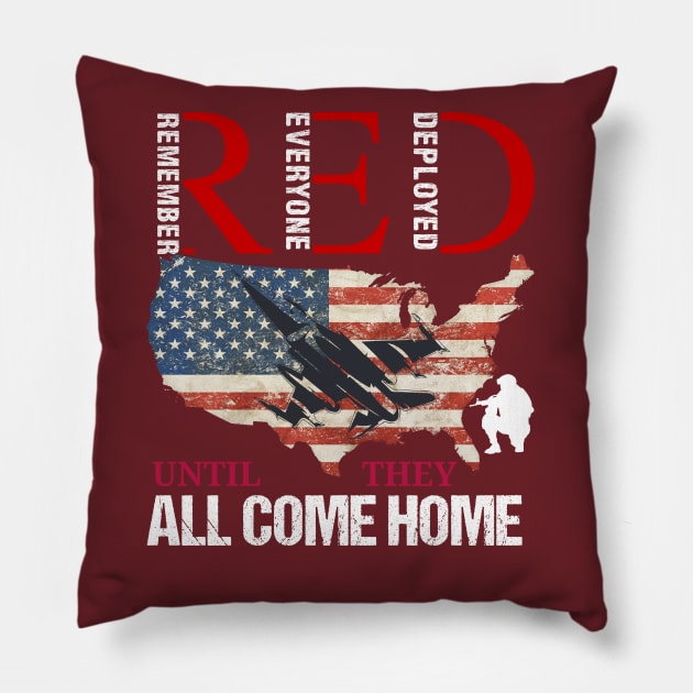 Red Friday Remember Everyone Deployed,USA Flag, Veterans Day,Red Friday Pillow by Emouran