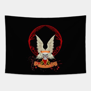 Skull  Bone Halloween Wings Tapestry