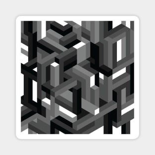 Black and White Isometric Maze Magnet