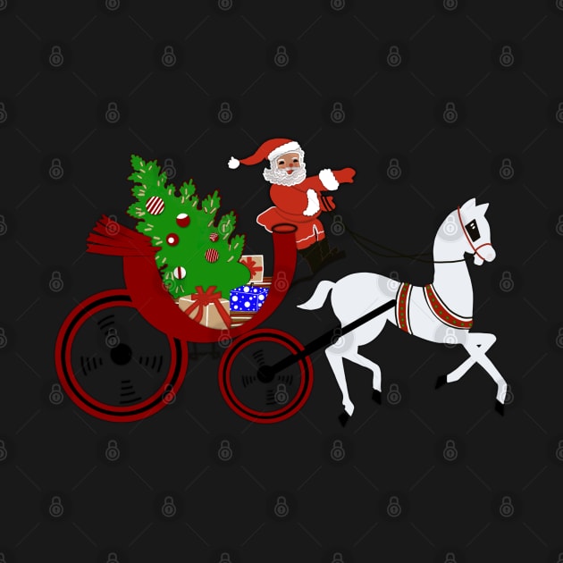 Santa Claus Riding in a Horse and Carriage by FlippinTurtles