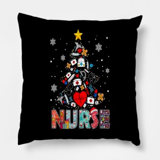 Nurse Christmas Tree Stethoscope Rn Lpn Scrub Nursing Xmas Pillow