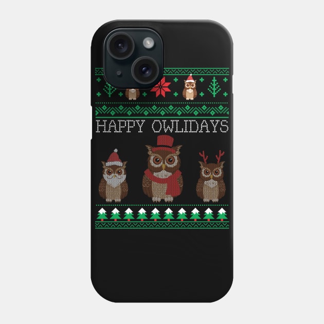 Funny Cute Owl Lovers Owl Ugly Christmas Sweaters Phone Case by mrsmitful01
