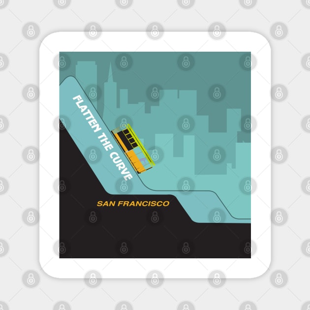 Flatten The Curve San Francisco Magnet by SupersonicModMasksandSwag