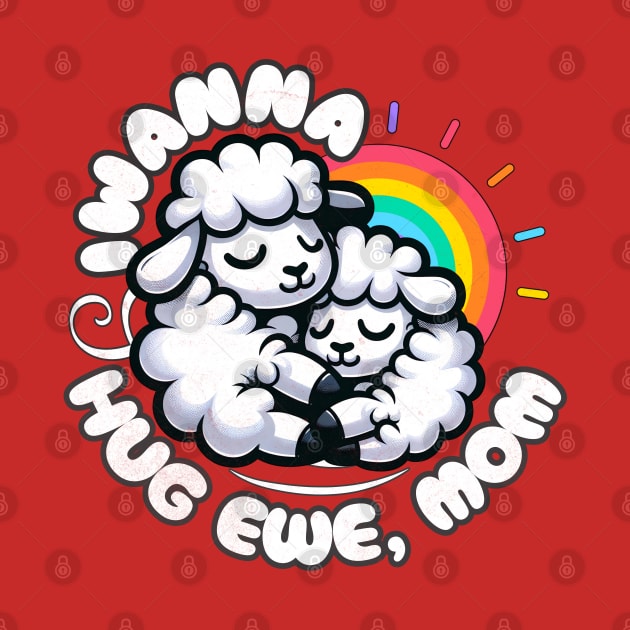 Cute Sheep Puns I Wanna Hug Ewe Mom by alcoshirts