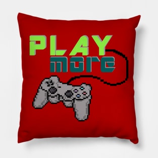 Play More Gaming Remote Pixel Art Design Pillow