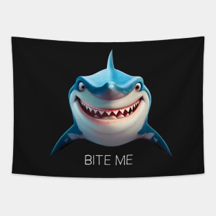 Bite Me Shark in Cartoon Style Tapestry