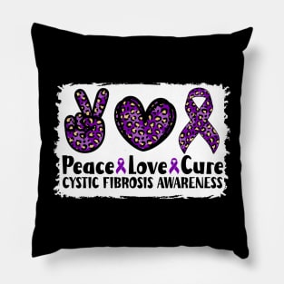 Peace Love Cure Cystic Fibrosis Awareness Pillow