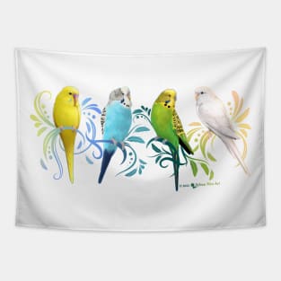 Colorful Parakeets Tapestry