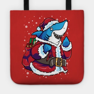 Shark Santa Claus Christmas Tote