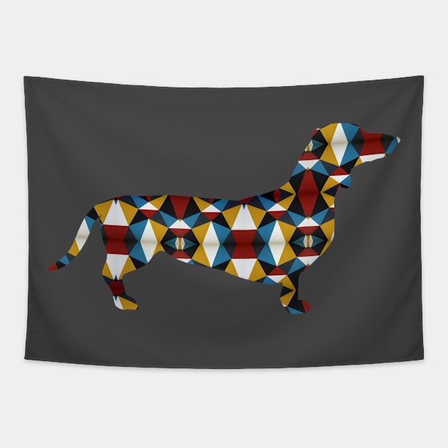 Art Deco Geometric Dachshund Tapestry by KarmicKal