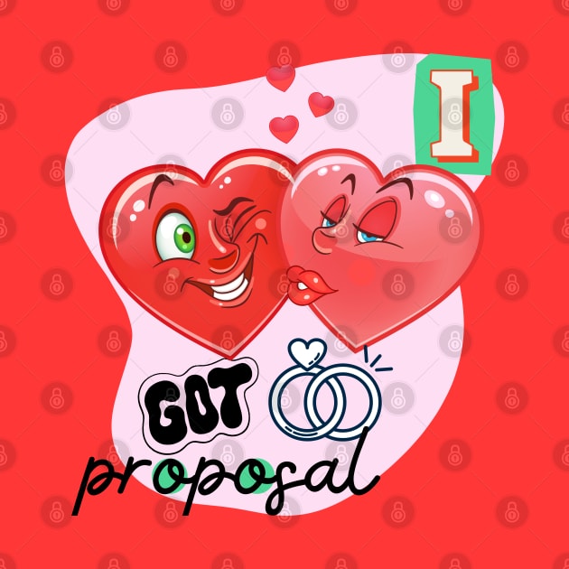Funny cartoon hearts kissing- marriage proposal by O.M design