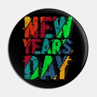 vintage color New Years Day Pin