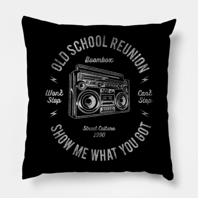 Boombox Reunion Pillow by DesignedByFreaks