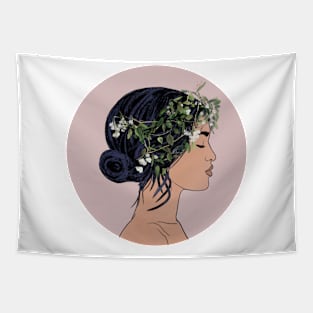 Beautiful asian woman minimalism flowers Tapestry