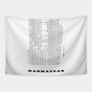 Map of Manhattan, NYC Minimalist Line Drawing Tapestry