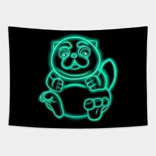 Neon Cute Fat Cat Tapestry