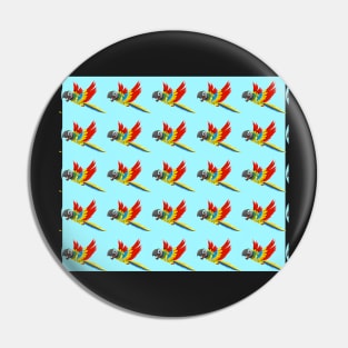 Parrot on Blue Background Cute Bird Animal Social Distancing FaceMask Pin