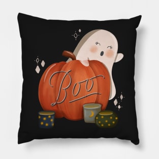 Boo cute ghost pumpkin Pillow