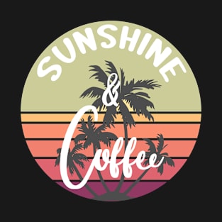 Sunshine and Coffee Funny Retro Vintage Sunset Palm Trees T-Shirt