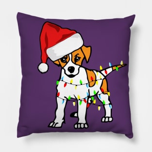 Santa Jack Russel Christmas Lights Dog Lover Christmas Gift T-Shirt Pillow