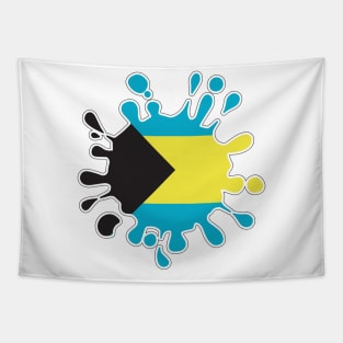 Bahamas National Flag Paint Splash Tapestry