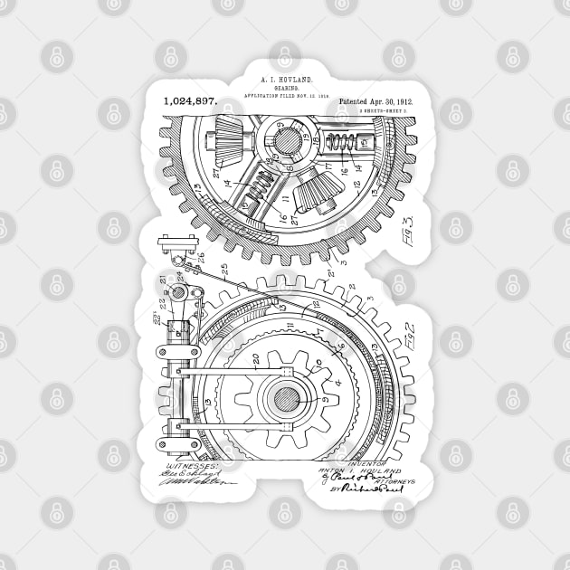 Steampunk Art Gearing Patent Blueprint Magnet by MadebyDesign