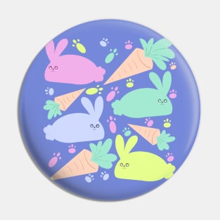 Cute Fluffy Bunnies With Blue Background Pin